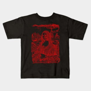 Psychedelic Mona Lisa in red Kids T-Shirt